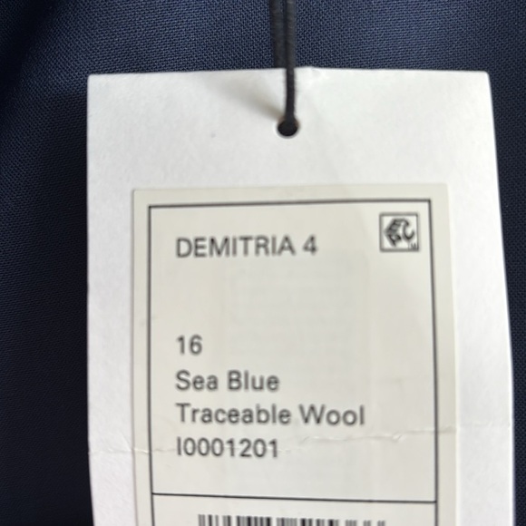 NWT Theory Demitria 4 Sea Blue traceable Wool flat front creased pants trousers - Picture 7 of 9